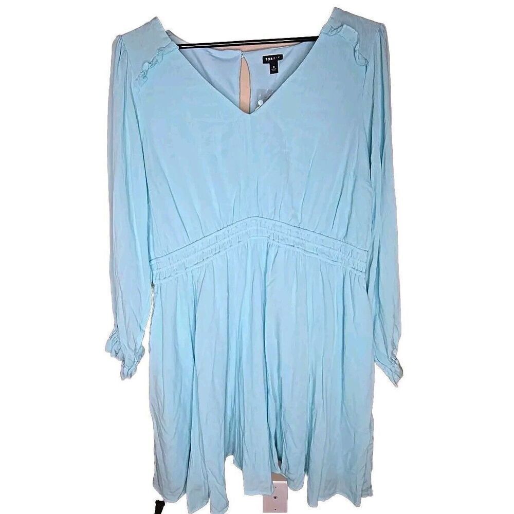NWT Torrid Dress Mini Light Blue Gauze Wide Waist Skater ATOMIZER Size 3x 22-24